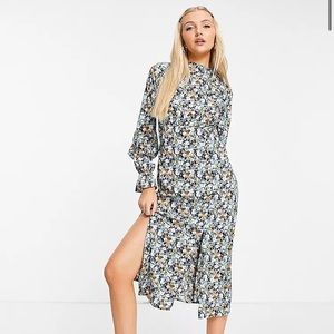 Influence long sleeve maternity midi dress in floral print